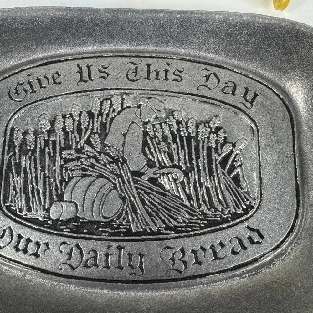 Wilton Armetale Give Us This Day Our Daily Bread Pewter Serving Tray Platter